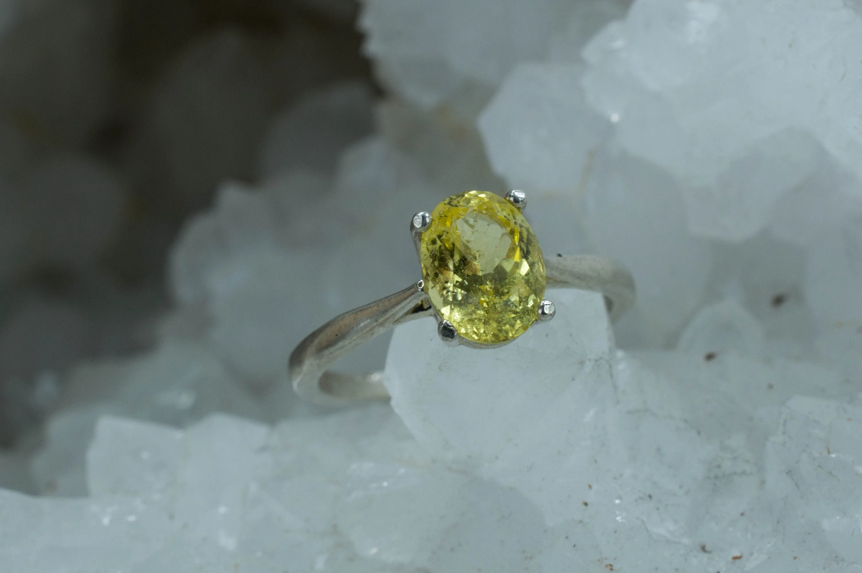 Yellow Danburite Sterling Silver Ring; Natural Untreated Mexican Danburite; Danburite Ring